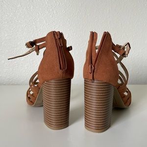 Women’s size 6 brown zipper back, wedge heels